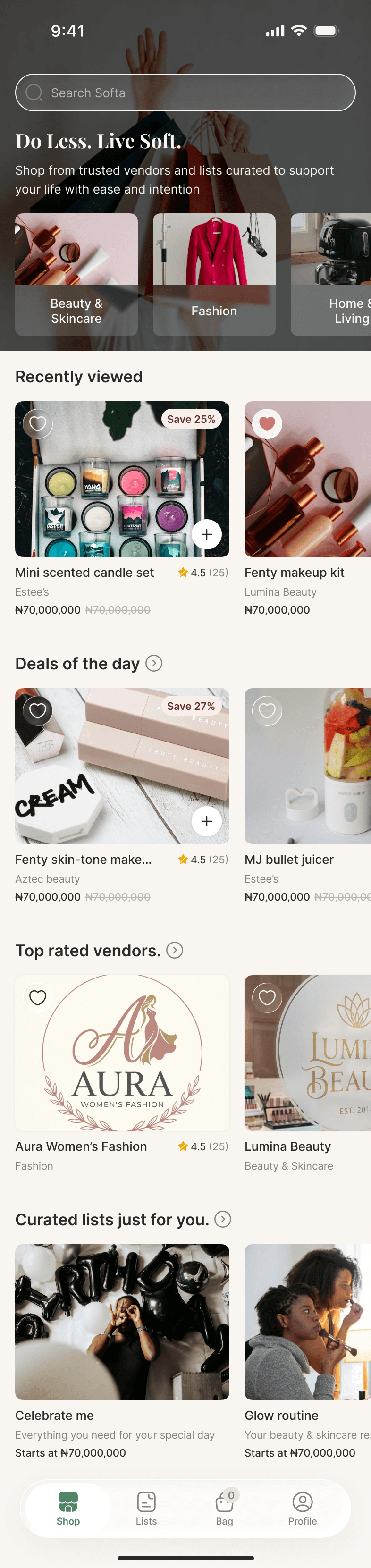 Softa customer shopping feed